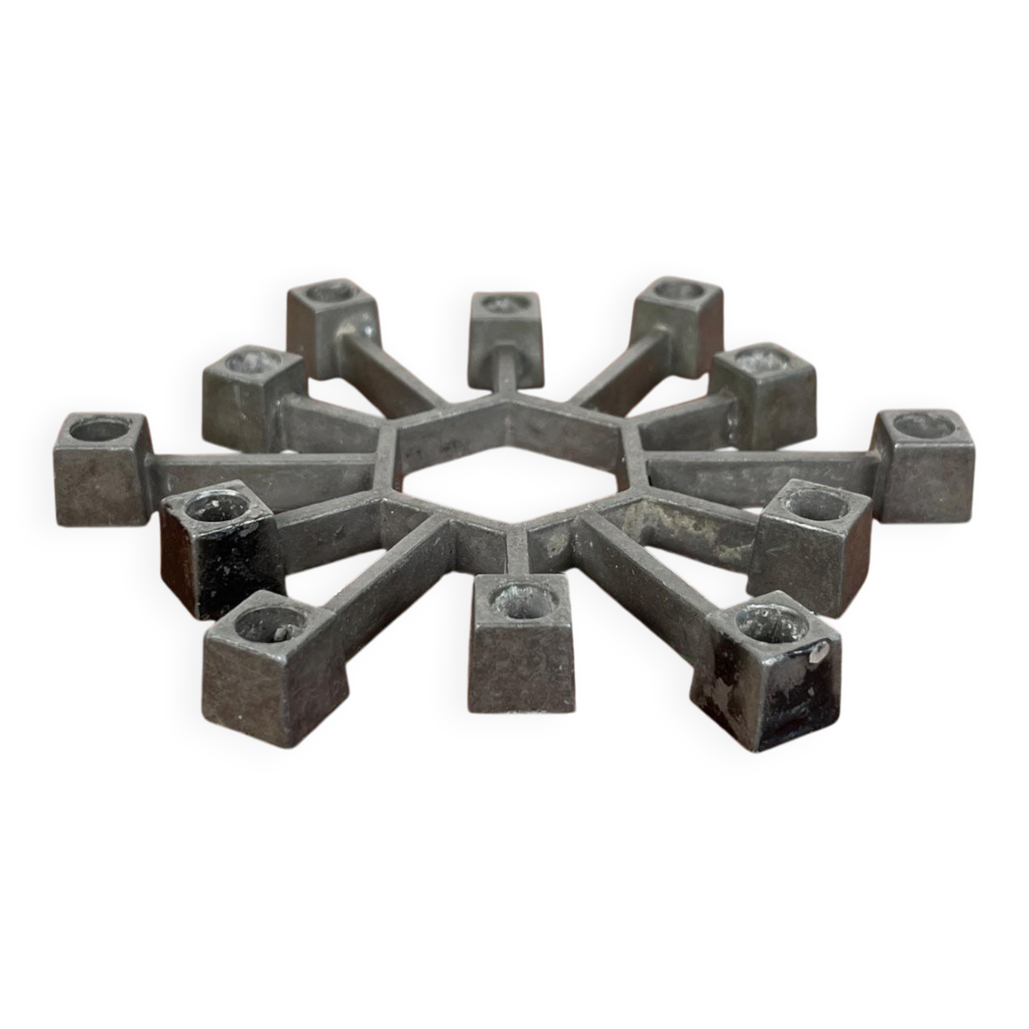 Brutalist Danish candlestick in cast iron from the mid-century by Jens H. Quistgaard for Paro, 1960s.