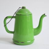 Small vintage green coffee maker in enameled sheet metal