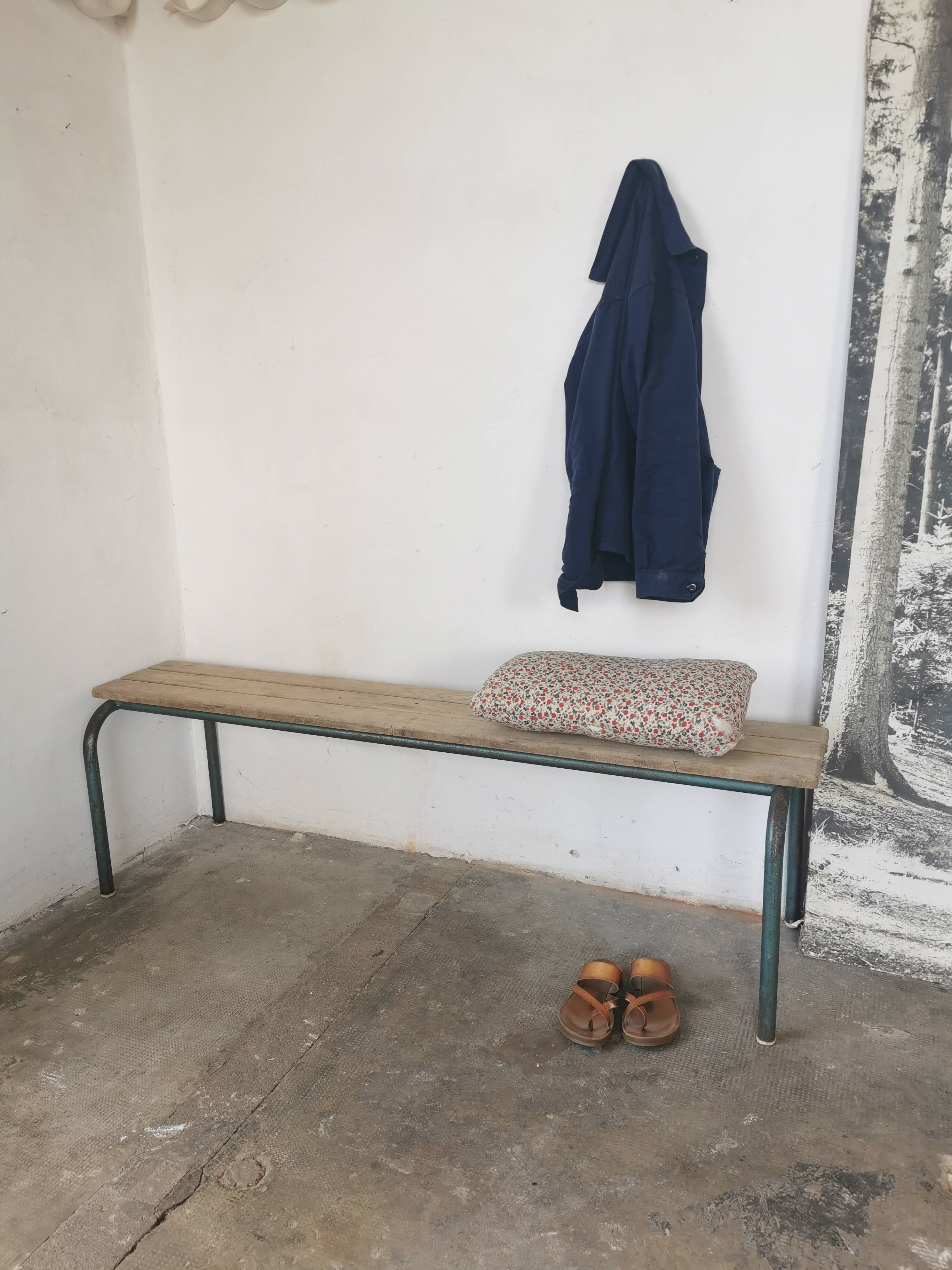 Banc d'écolier vintage 1960