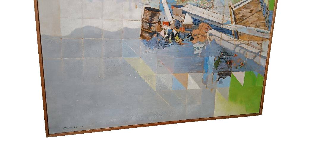 Abstract painting by Maurizio Bini (1940), signed and dated 1972