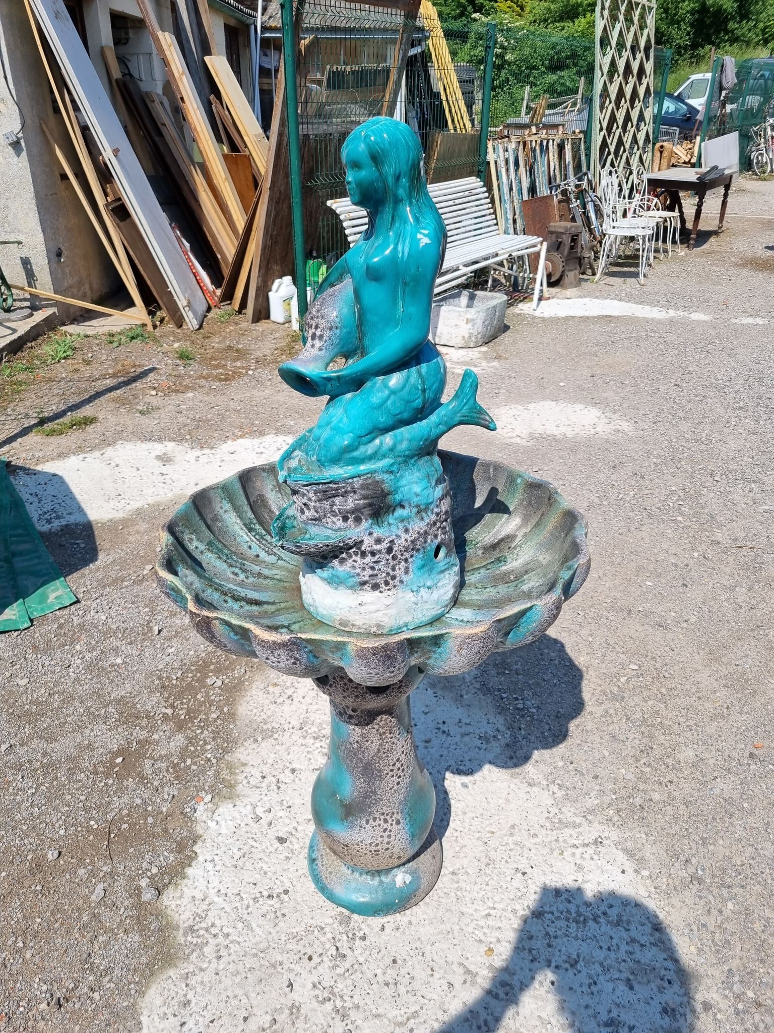 Fontaine D'intérieur Vallauris – Céramique Bleue Illuminée – Modifiée 220V – Vintage Années 50
