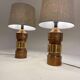 Pair of Bergboms Bitossi brass table lamps, large mid-century, 1960s, Sweden.