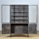Polished iron medical cabinet, 1930s