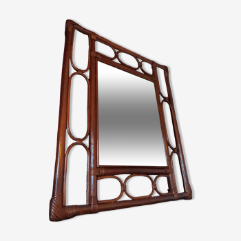 Rectangular rattan mirror