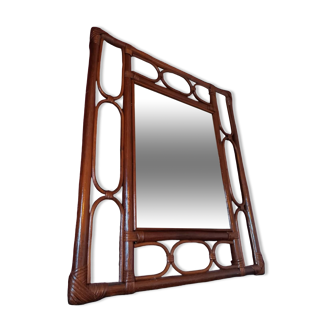 Rectangular rattan mirror