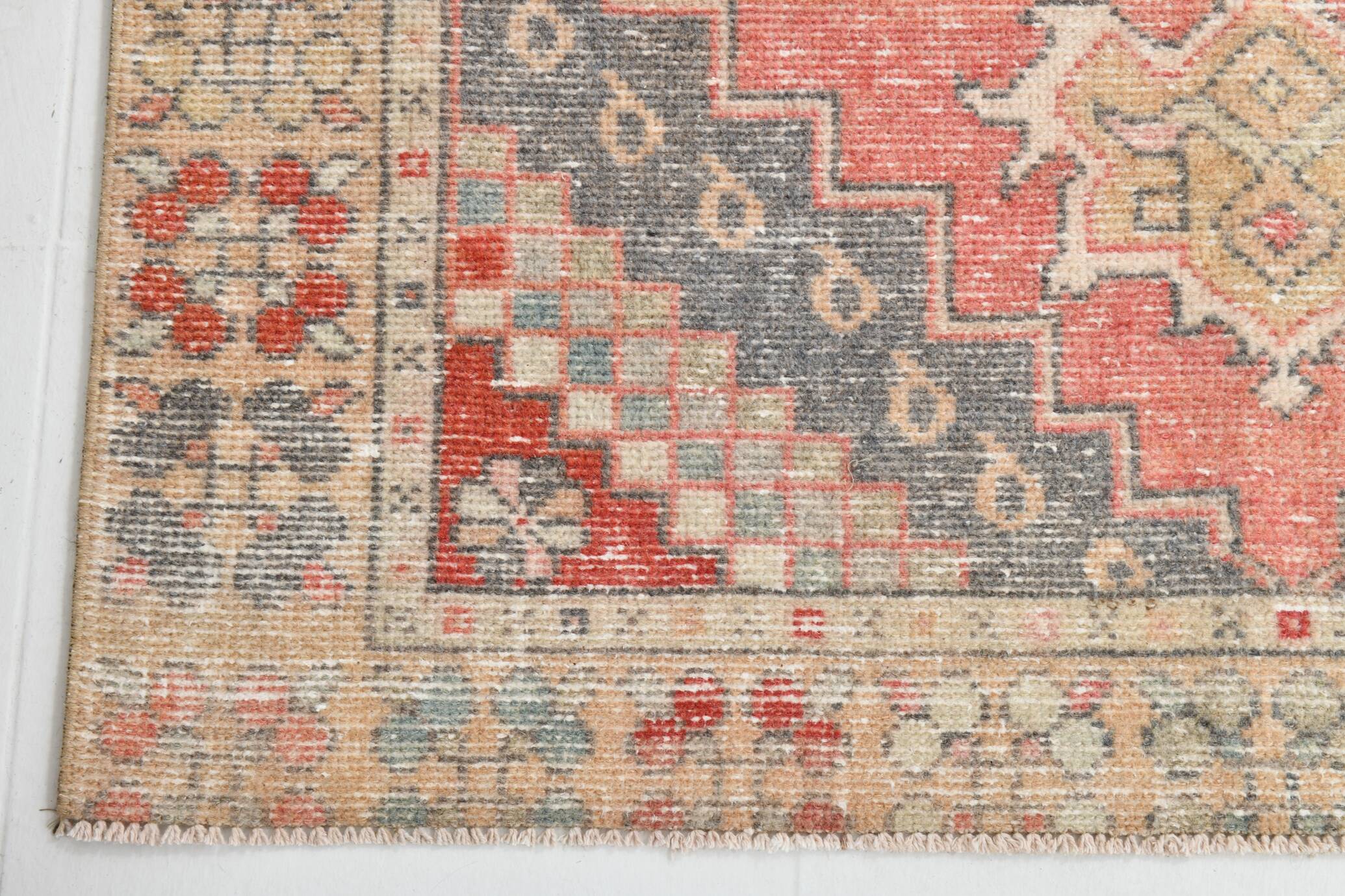 4x8 Red Geometric Turkish Rug 127x247Cm SK 22752