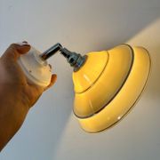 Vintage lampshade in yellow opaline with silver trim.