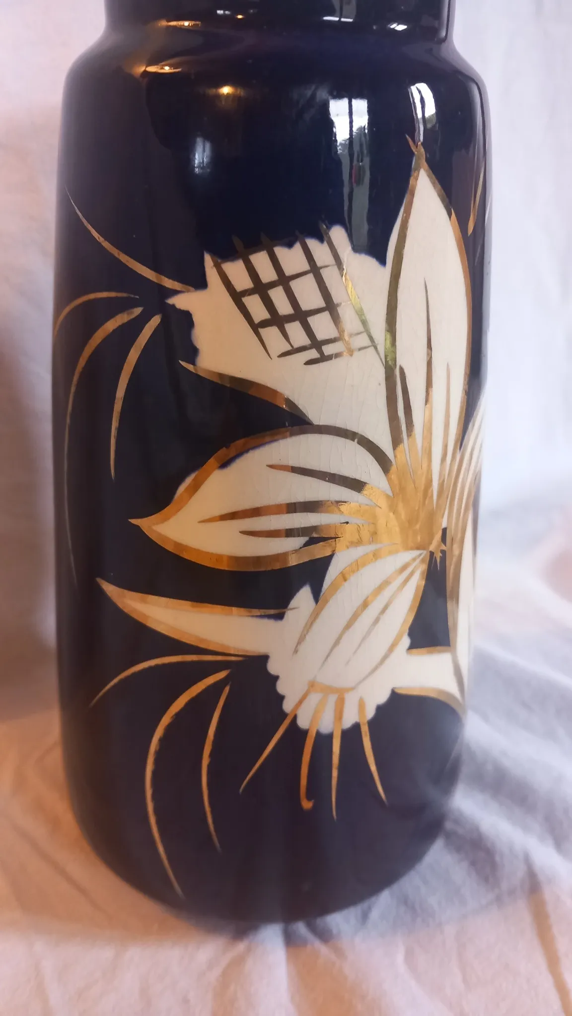 Vase vintage en céramique West Germany - Scheurich 638-20  bleu cobalt