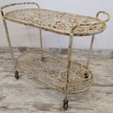 Antique wrought iron bar trolley