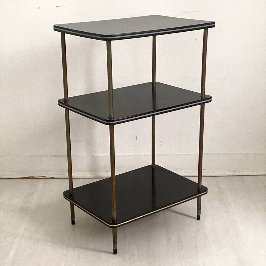 Table d'appoint en laiton et mélaminé, années 50's