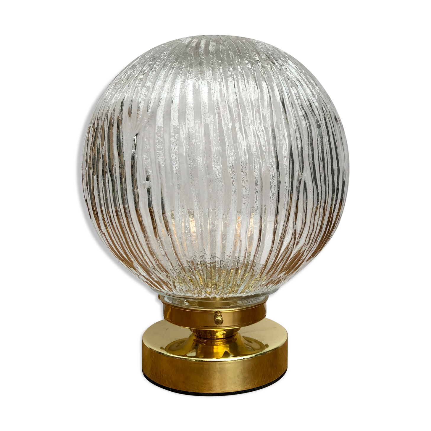 Lampe à poser globe vintage en verre strié