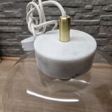 Glass globe pendant light with marble