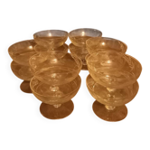 12 crystal champagne glasses engraved with a wheat stalk motif