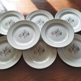 8 assiettes plates en faïence fine L'Amandinoise