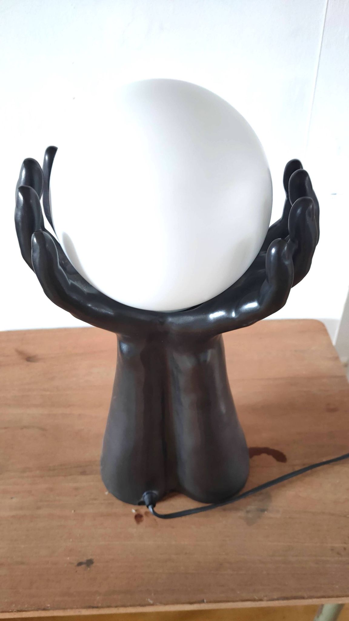 Large ceramic lamp pair of hands design 70s
