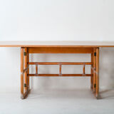 Mcguire rattan flip-top console or dining table light oak