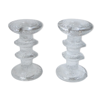 Timo Sarpaneva Iittala moulded glass candlesticks, 1960
