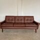 Danish mid-century Svend Skipper cognac 3 person sofa 1960s