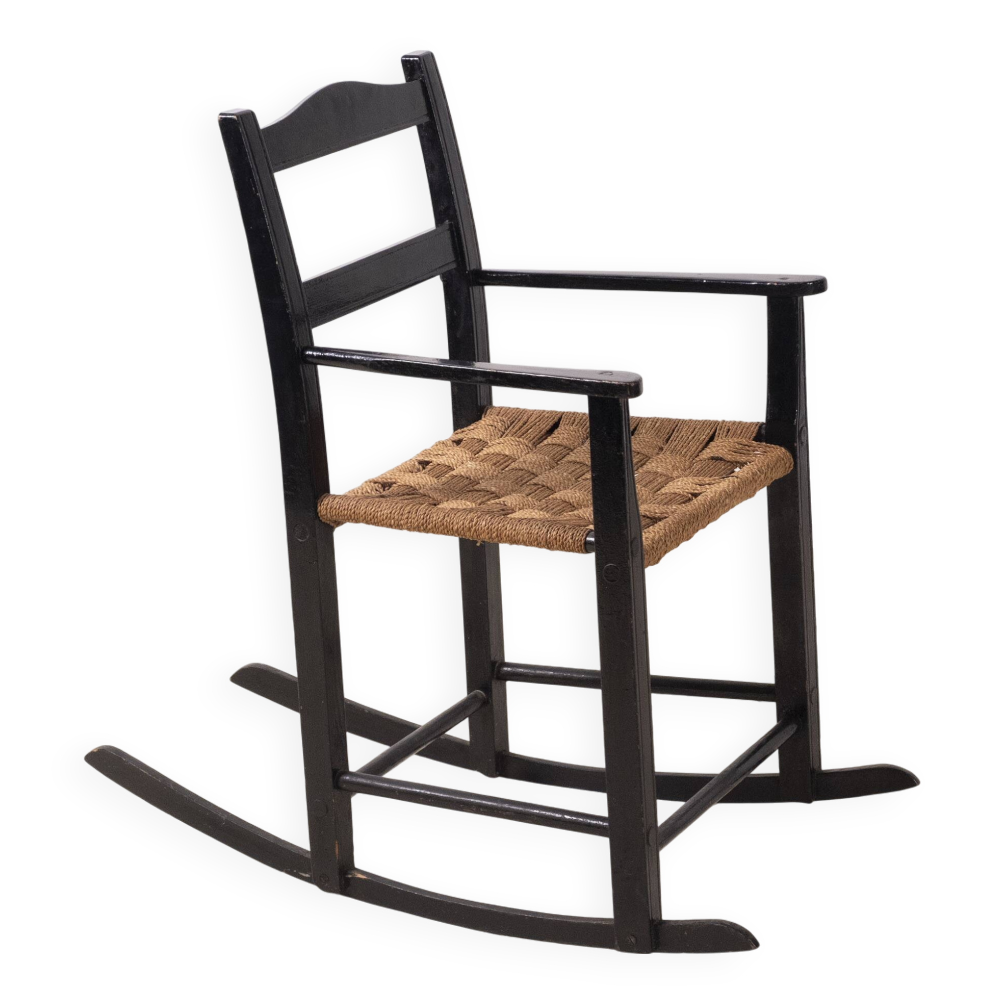 Fauteuil à bascule du début du 20e siècle avec siège en gazon, Danemark