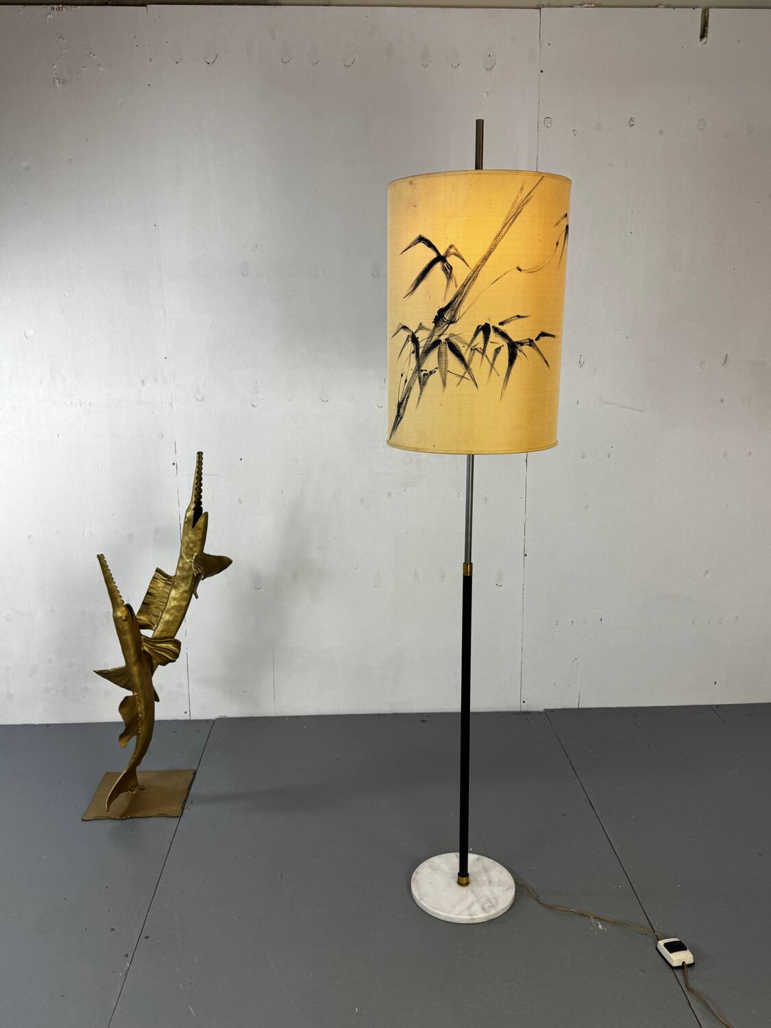 Mid-Century Modernist Italian Floor lamp with Marble Base, 1950s