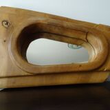 Brutalist free-form solid wood mirror from the 70s