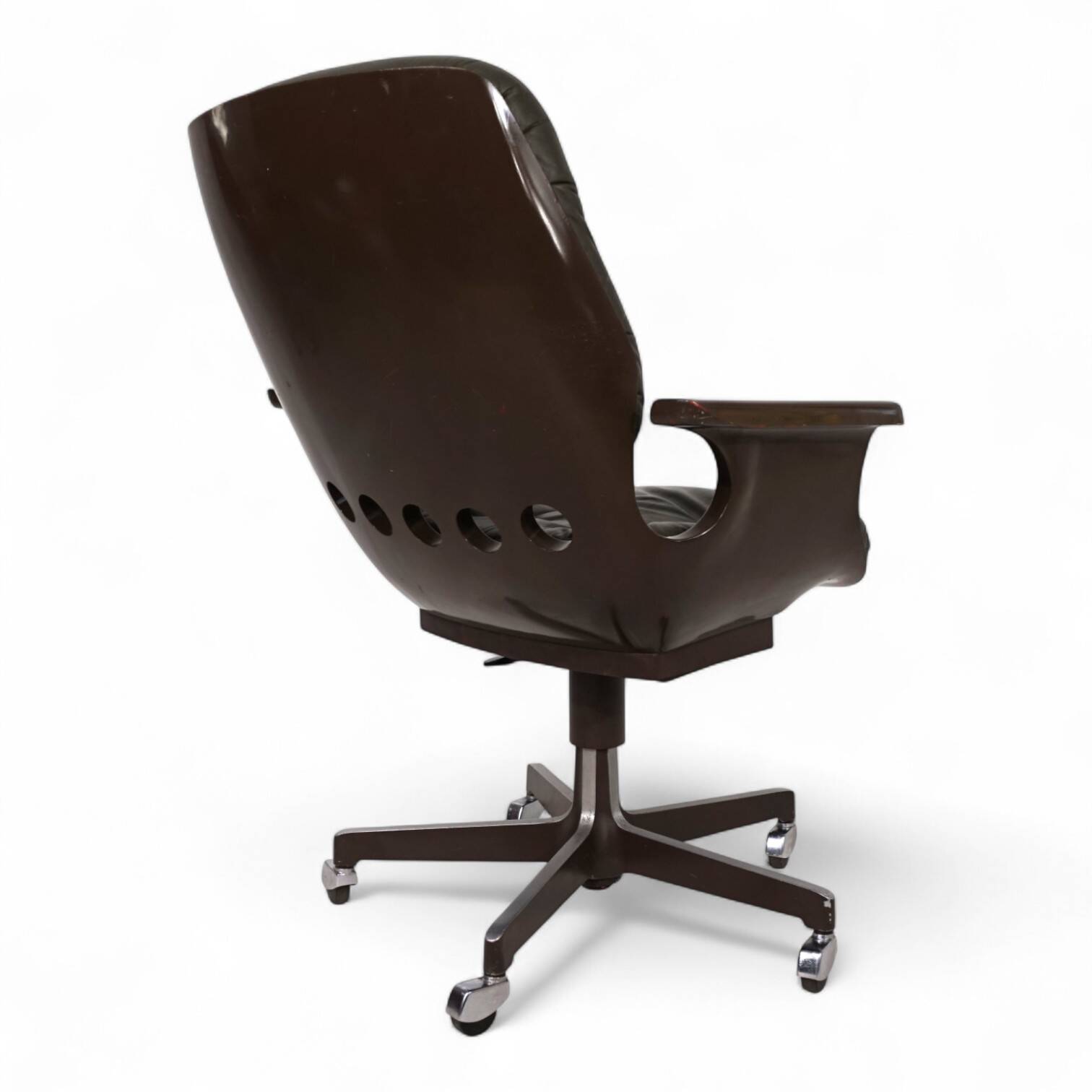 Stoll Giroflex 7112 Space Age leather office chair by Martin Stoll, 1970