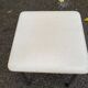 Vintage square stool in steel and white leather