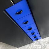 Meuble Interlübke en MDF noir avec tiroirs bleus, design allemand des années 1980