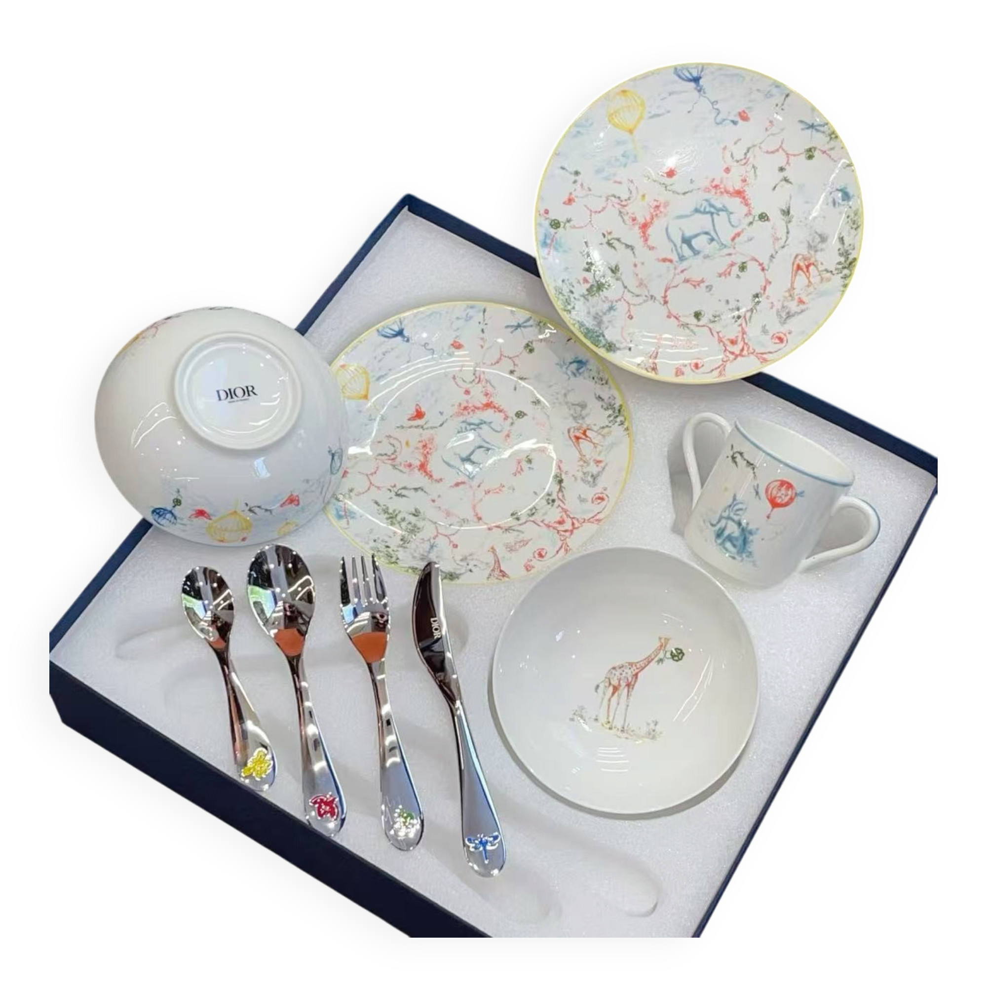 Dior“My First Dinner ”Set – Multicolor Toile de Jouy Innocence