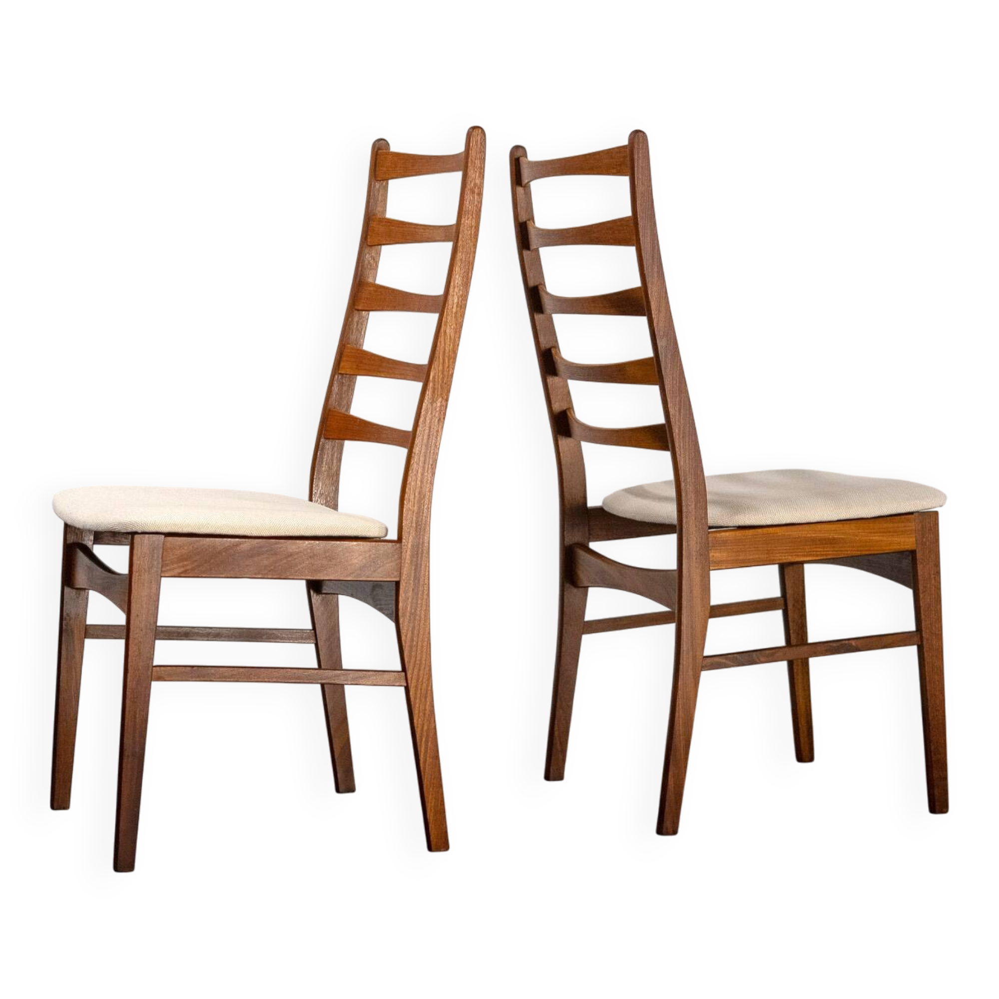 Set of 2 Danish Dining Chairs made of Teak and Beige Upholstery, circa 1960