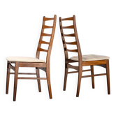 2 chaises de salle à manger danoises en teck et tissu beige, vers 1960