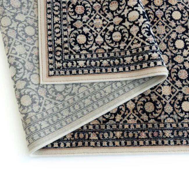 Tapis moderne noir et beige KATA en Laine