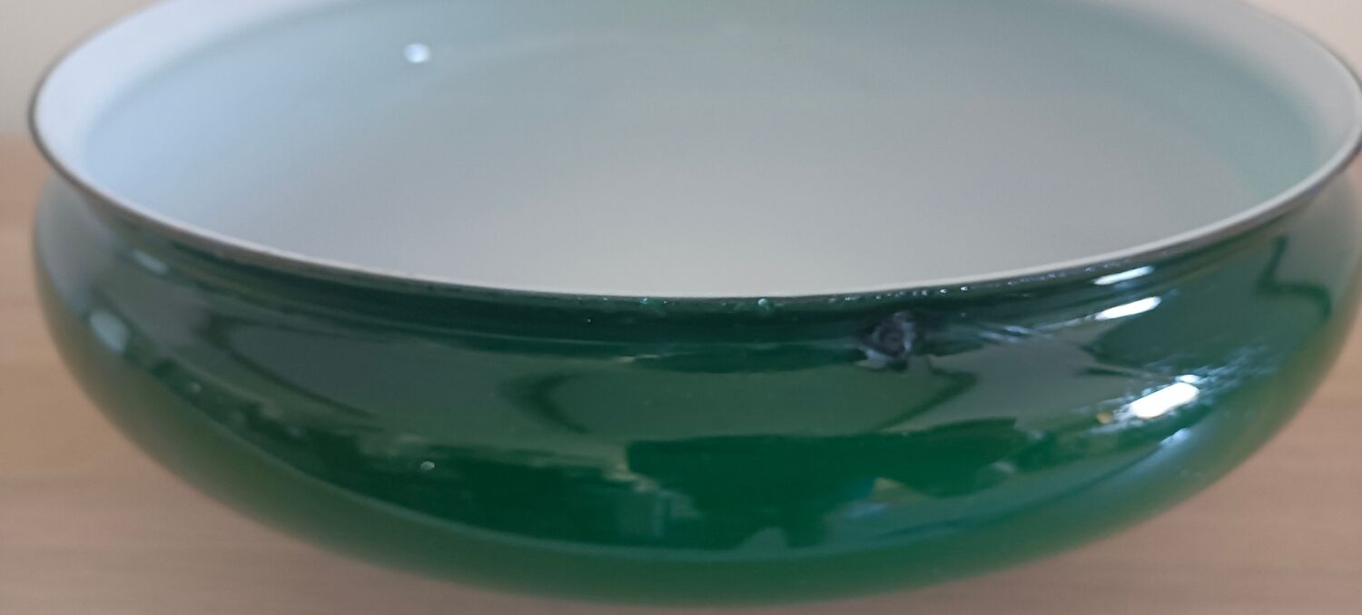 Vintage suspension lamp in emerald green opaline