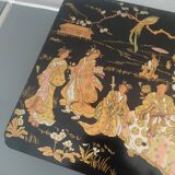 Large Napoleon III Box in boiled cardboard with Asian decor