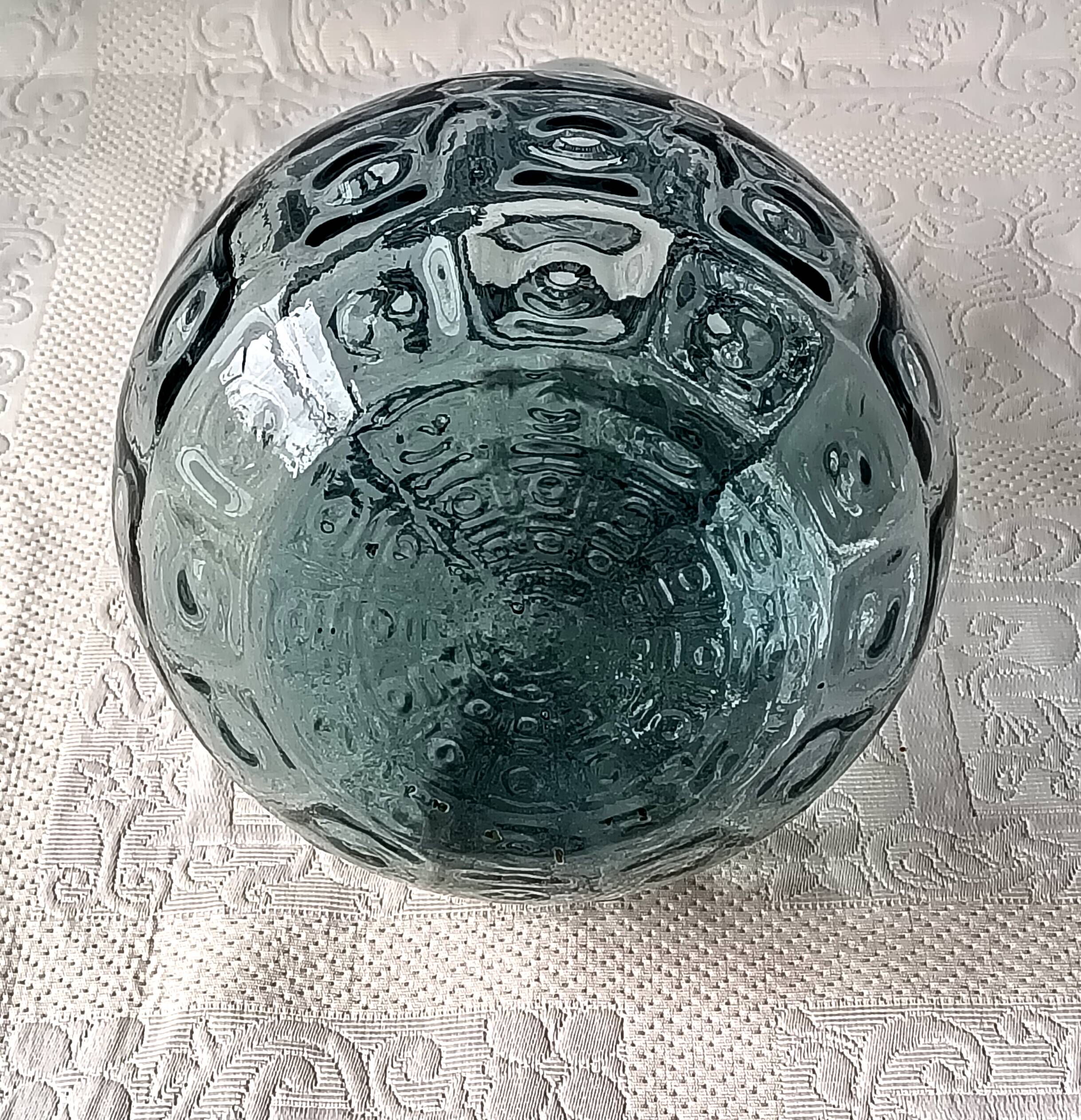 Large vintage smoked optical glass vase, Italy 1950