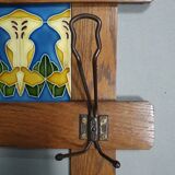 Art Nouveau wall coat rack with tiles