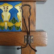 Art Nouveau wall coat rack with tiles
