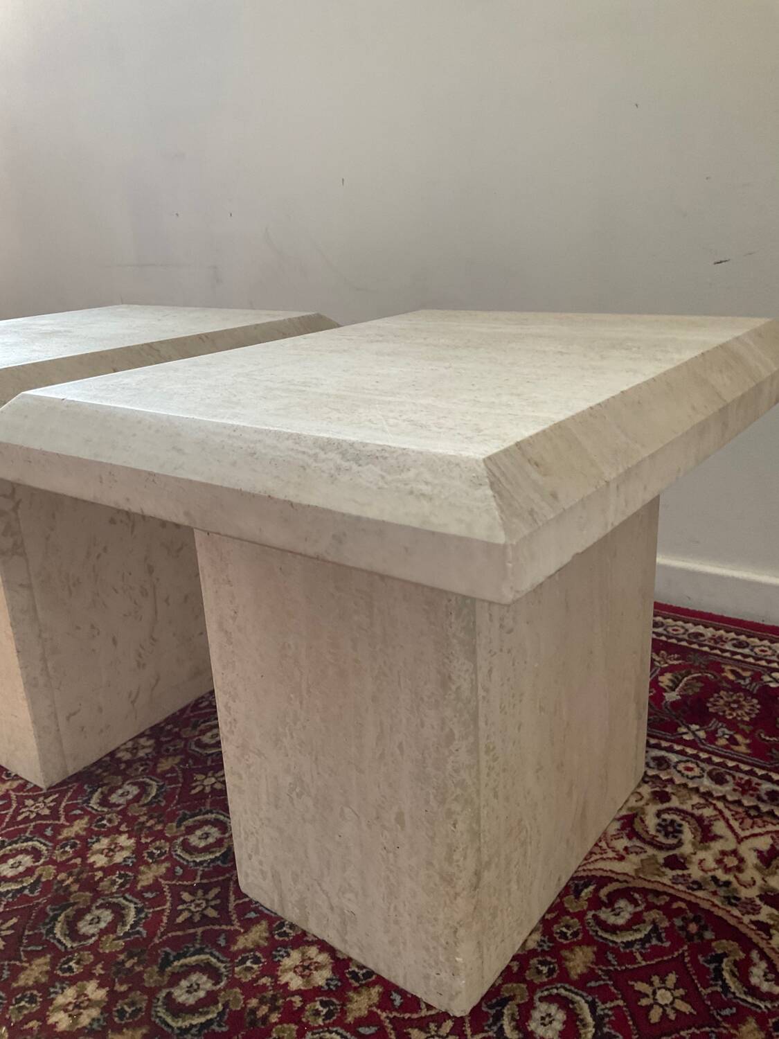 Duo of vintage travertine coffee tables and side tables
