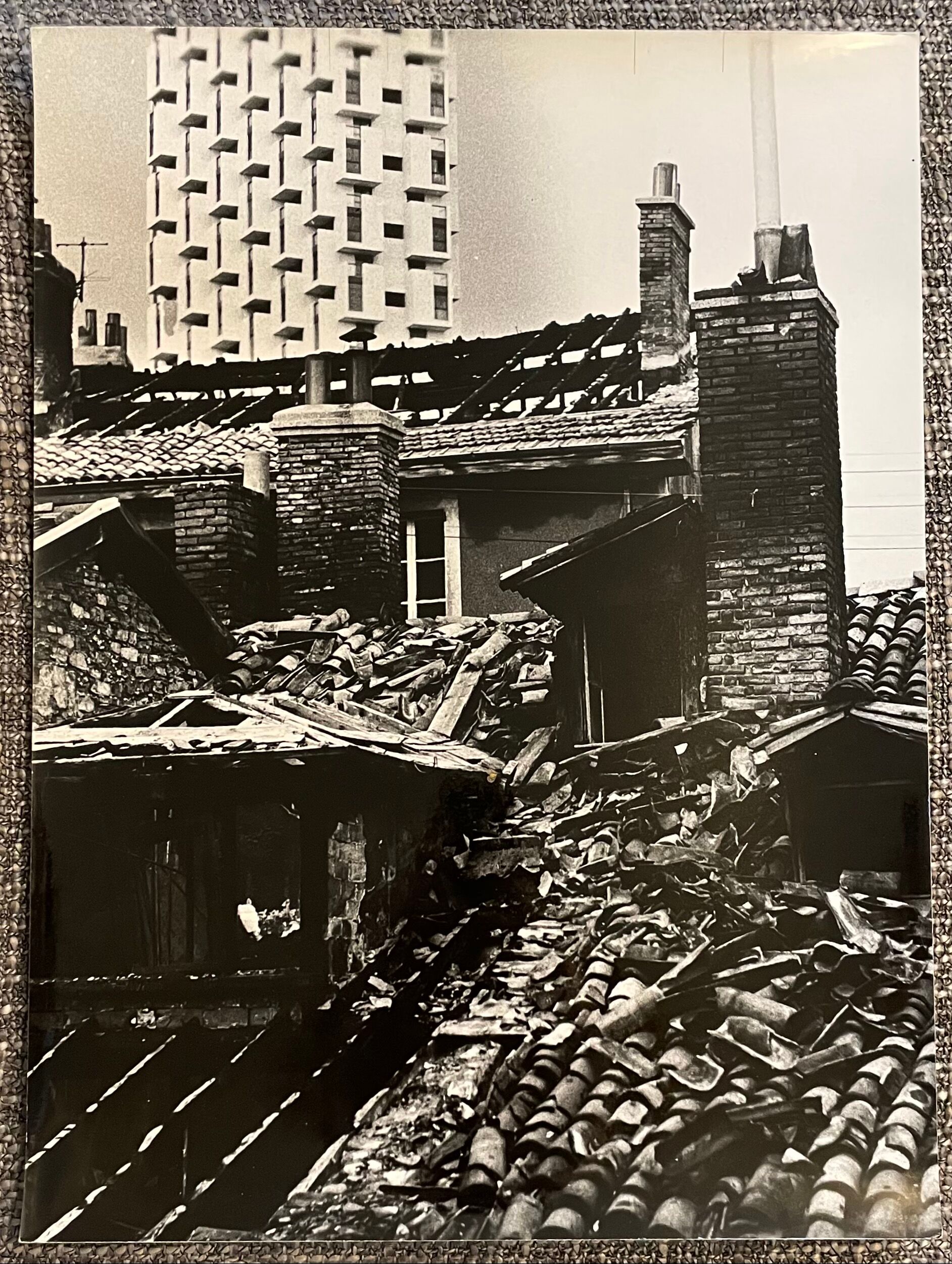 Photograph black and white silver print circa 1970 architecture