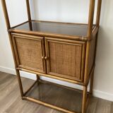 Bamboo shelf and smoked glass
