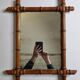 Turned wooden mirror in imitation of bamboo, mid-century, 47 cm x 59 cm
