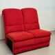 Vintage 2-seater sofa module without armrests in red fabric