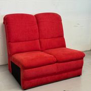 Vintage 2-seater sofa module without armrests in red fabric