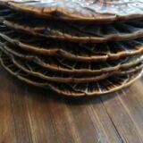 Series of 6 seafood plates oysters in Sarreguemines barbotine
