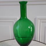 Duo of royal blue and green polished glass decanters 60s-70s