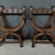Pair of Dagobert walnut armchairs, medieval style – late 19th century