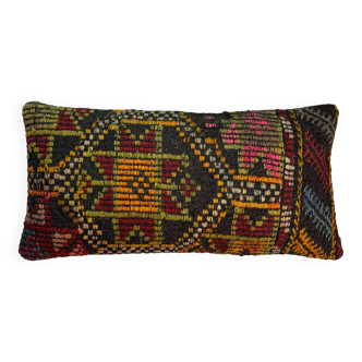 Vintage turkish kilim cushion cover , 30 x 60 cm