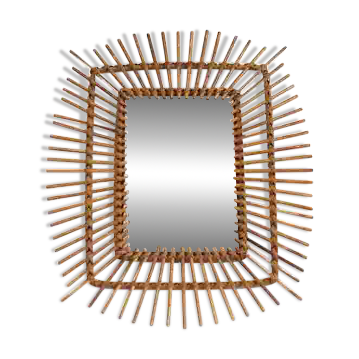 Vintage rattan sun mirror 1960