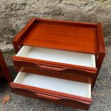 Pair of Scandinavian style bedside tables Gautier furniture with lighting 70s