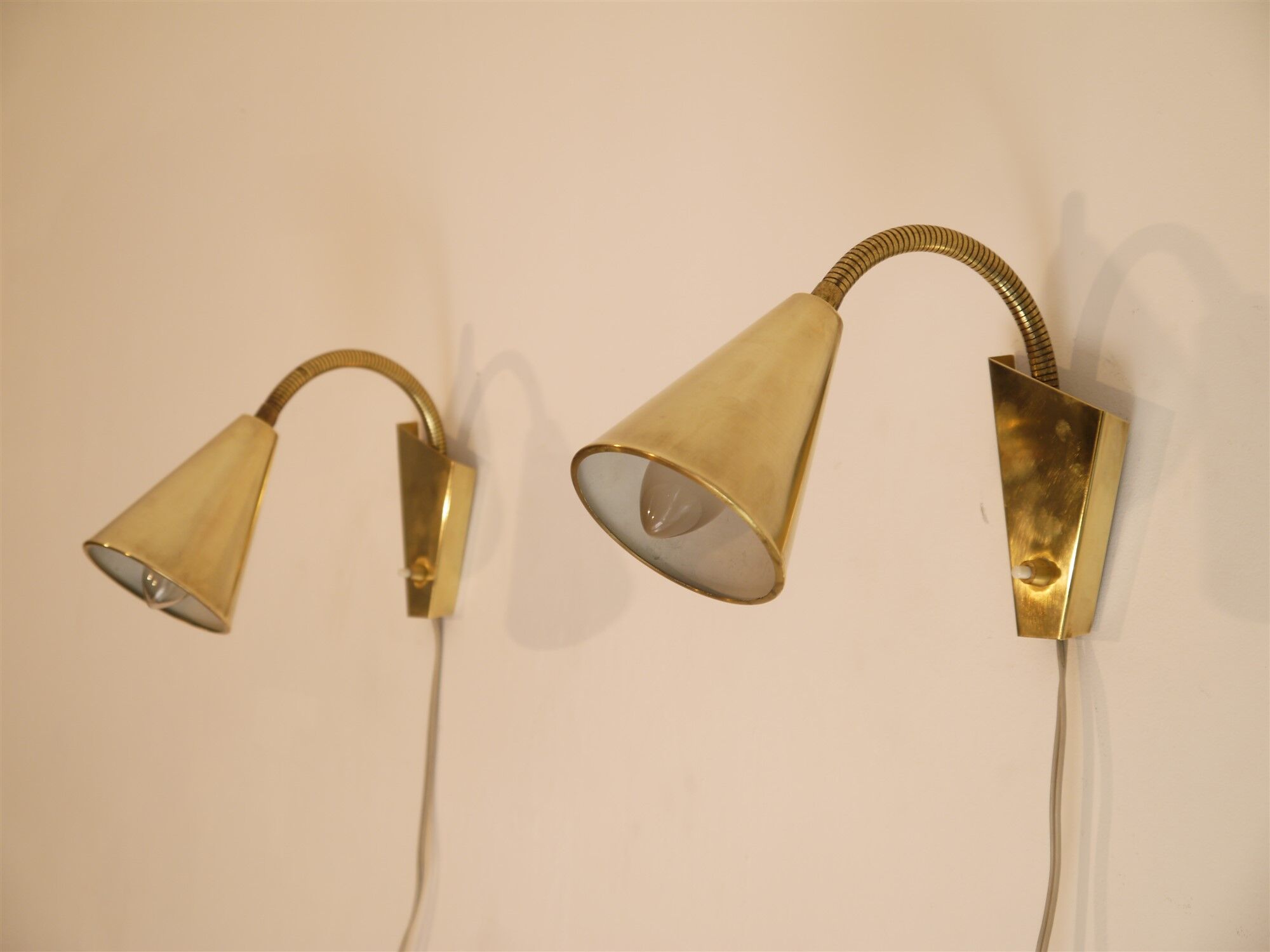 Pair of wall lamps brass 1960